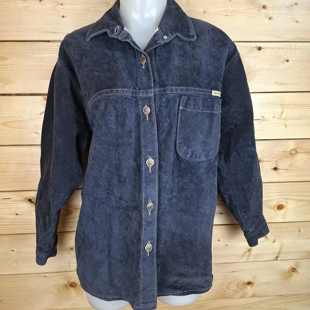 Vintage Wash & Wear Leather Suede Button Up Overshirt Jacket Shirt Coat - Picture 4 of 12